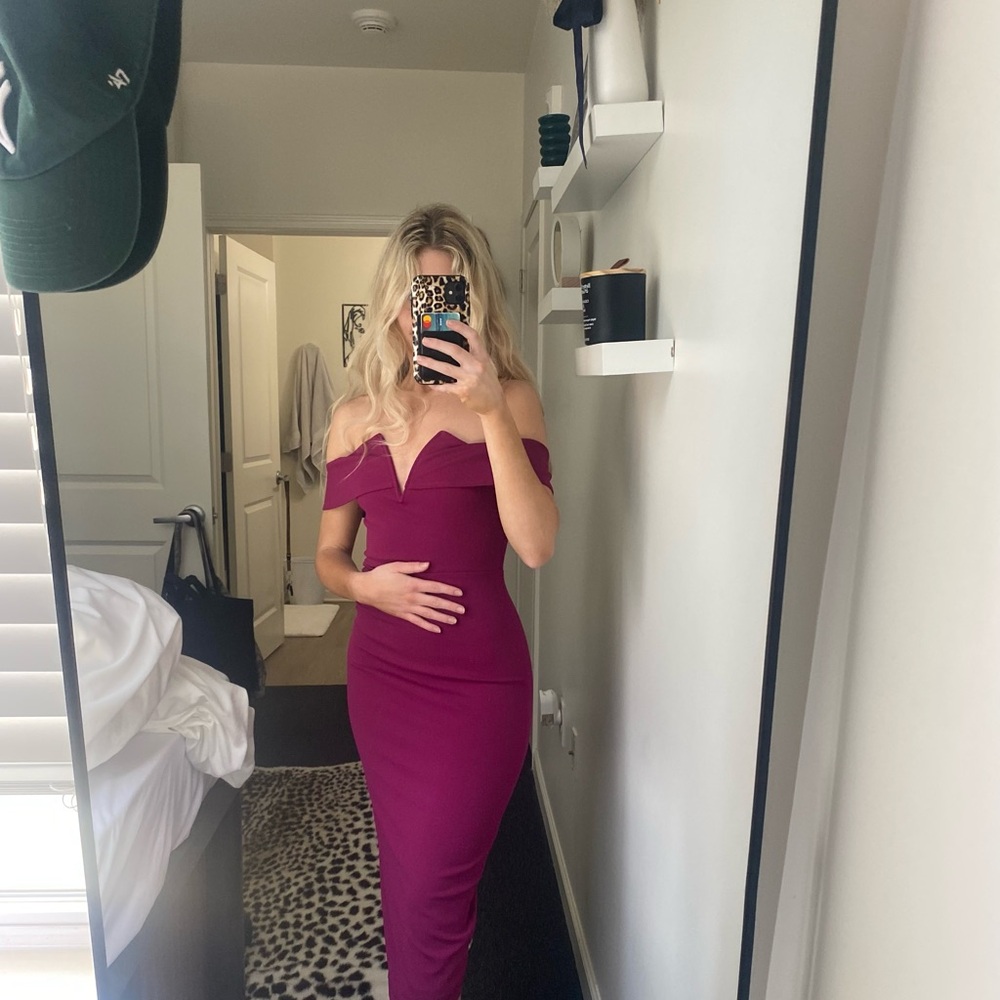 Elegant Off-Shoulder Purple Dress